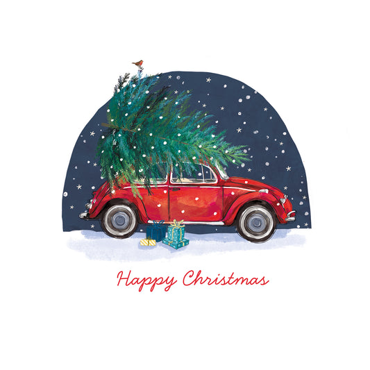 Bringing home the tree christmas card