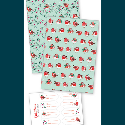 Dancing robins gift wrap